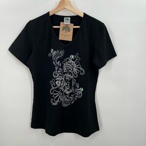 the clean green shirt company black base/white design NEW
